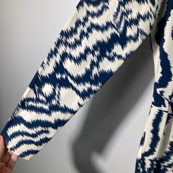 Ted Baker Mock Neck Jersey Printed Dress 12 Cream Blue NWT Cotton Elastane - Picture 4 of 11